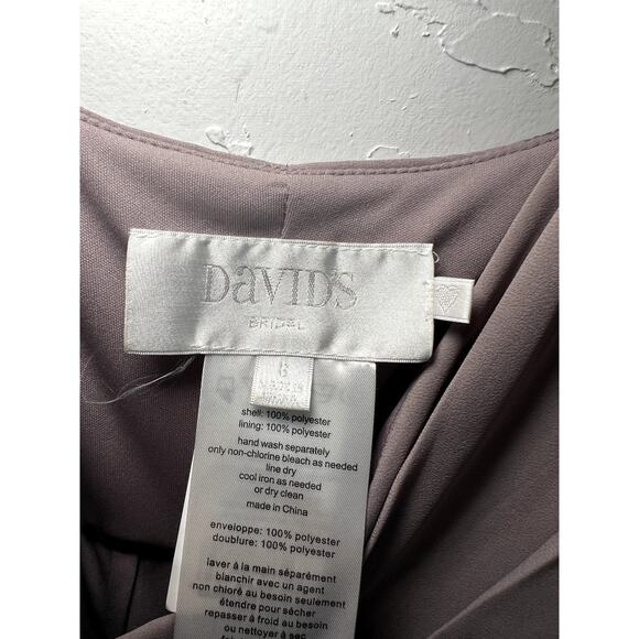 Davids Bridal crinkle chiffon‎ spaghetti strap wrap bridesmaid dress womens 6 - Picture 6 of 13